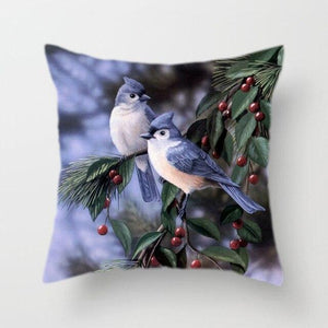 Lovely Bird Polyester Cotton Cushion Cover Bird On The Tree Accent Decorative Throw Pillow Case Hand Painted Cushion Cover Cute Bird Pillow Shells Flower Pattern Pillow Covers Decorative For Sofa Bed Living Room Luxury New Stylish Pillows 45x45cm