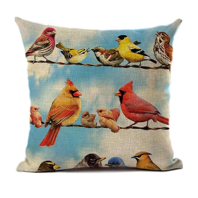 Lovely Bird Polyester Cotton Cushion Cover Bird On The Tree Accent Decorative Throw Pillow Case Hand Painted Cushion Cover Cute Bird Pillow Shells Flower Pattern Pillow Covers Decorative For Sofa Bed Living Room Luxury New Stylish Pillows 45x45cm