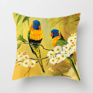 Lovely Bird Polyester Cotton Cushion Cover Bird On The Tree Accent Decorative Throw Pillow Case Hand Painted Cushion Cover Cute Bird Pillow Shells Flower Pattern Pillow Covers Decorative For Sofa Bed Living Room Luxury New Stylish Pillows 45x45cm