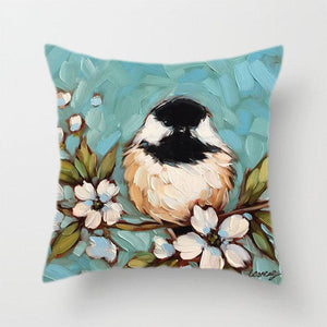 Lovely Bird Polyester Cotton Cushion Cover Bird On The Tree Accent Decorative Throw Pillow Case Hand Painted Cushion Cover Cute Bird Pillow Shells Flower Pattern Pillow Covers Decorative For Sofa Bed Living Room Luxury New Stylish Pillows 45x45cm