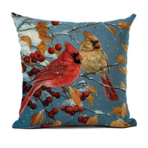 Lovely Bird Polyester Cotton Cushion Cover Bird On The Tree Accent Decorative Throw Pillow Case Hand Painted Cushion Cover Cute Bird Pillow Shells Flower Pattern Pillow Covers Decorative For Sofa Bed Living Room Luxury New Stylish Pillows 45x45cm