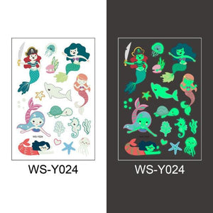 Luminous Tattoo Stickers Temporary Animal Tattoos Glow Paste on Face Arm Leg Fluorescent Waterproof Fake Tattoo For Kids Girls