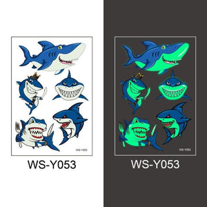 Luminous Tattoo Stickers Temporary Animal Tattoos Glow Paste on Face Arm Leg Fluorescent Waterproof Fake Tattoo For Kids Girls
