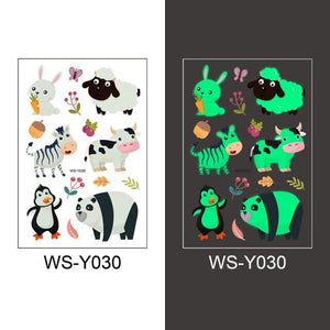 Luminous Tattoo Stickers Temporary Animal Tattoos Glow Paste on Face Arm Leg Fluorescent Waterproof Fake Tattoo For Kids Girls