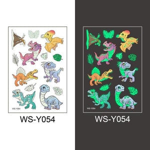 Luminous Tattoo Stickers Temporary Animal Tattoos Glow Paste on Face Arm Leg Fluorescent Waterproof Fake Tattoo For Kids Girls
