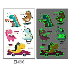 Luminous Tattoo Stickers Temporary Animal Tattoos Glow Paste on Face Arm Leg Fluorescent Waterproof Fake Tattoo For Kids Girls