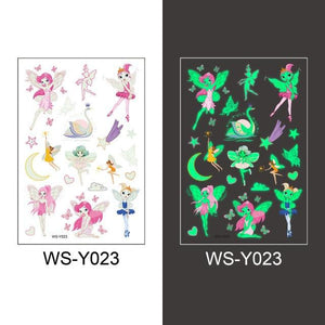 Luminous Tattoo Stickers Temporary Animal Tattoos Glow Paste on Face Arm Leg Fluorescent Waterproof Fake Tattoo For Kids Girls