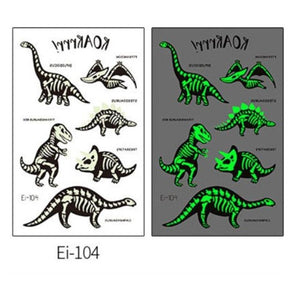 Luminous Tattoo Stickers Temporary Animal Tattoos Glow Paste on Face Arm Leg Fluorescent Waterproof Fake Tattoo For Kids Girls