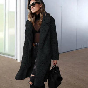 Luxurious Autumn Winter Jacket Female Coat Solid Color Fleece Coats Casual Outerwear Warm Soft Cardigan Fur Jackets For Female Clothes