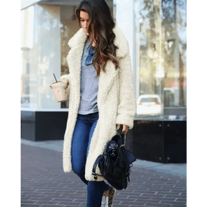 Luxurious Autumn Winter Jacket Female Coat Solid Color Fleece Coats Casual Outerwear Warm Soft Cardigan Fur Jackets For Female Clothes