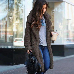Luxurious Autumn Winter Jacket Female Coat Solid Color Fleece Coats Casual Outerwear Warm Soft Cardigan Fur Jackets For Female Clothes