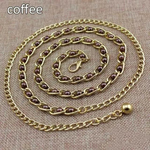 Luxurious Metal Adjustable Thin Strap Body Link Belts For Women Fashion Long Tassel Belly Metal Chain Waistbands For Women