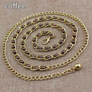 Luxurious Metal Adjustable Thin Strap Body Link Belts For Women Fashion Long Tassel Belly Metal Chain Waistbands For Women