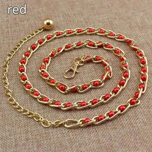 Luxurious Metal Adjustable Thin Strap Body Link Belts For Women Fashion Long Tassel Belly Metal Chain Waistbands For Women