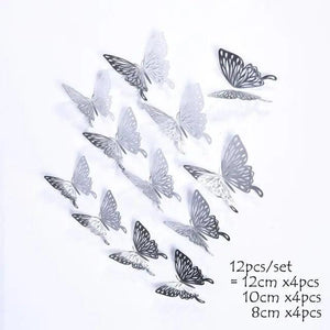 Luxury 3D Wall Stunning 12Pcs 4D Hollow Butterfly Wall Sticker Home Decoration Wall Stickers wedding Party Wedding Decors Butterfly Kids Room Decors