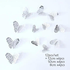 Luxury 3D Wall Stunning 12Pcs 4D Hollow Butterfly Wall Sticker Home Decoration Wall Stickers wedding Party Wedding Decors Butterfly Kids Room Decors