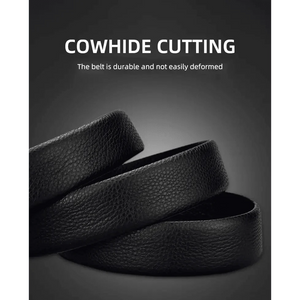 Luxury Automatic Black Genuine Leather Business Belt For Men New Fashion High Quality Black Belts