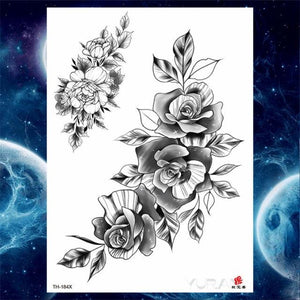 Luxury Big Tattoo Stickers Butterfly Body Arm Leg Tattoos Temporary Black Flower Rose Tattoos For Women's Adults