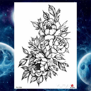 Luxury Big Tattoo Stickers Butterfly Body Arm Leg Tattoos Temporary Black Flower Rose Tattoos For Women's Adults
