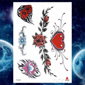 Luxury Big Tattoo Stickers Butterfly Body Arm Leg Tattoos Temporary Black Flower Rose Tattoos For Women's Adults