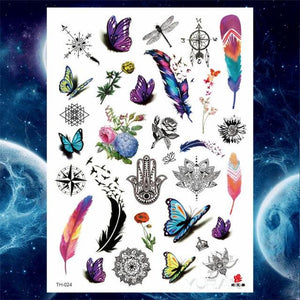 Luxury Big Tattoo Stickers Butterfly Body Arm Leg Tattoos Temporary Black Flower Rose Tattoos For Women's Adults
