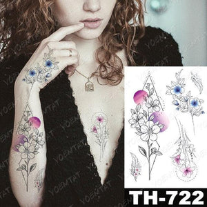 Luxury Big Waterproof Temporary Sticker Tattoo Large Flowers And Animals Body Tattos For Womens