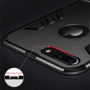Luxury Black Cool Armor Case For iPhone 8 7 6 6S Plus 5 5s Shockproof Case For iPhone X XS MAX XR Stand Cover Case  Heavy Duty Shockproof Armor Dual Layer Protection Back Case Cover