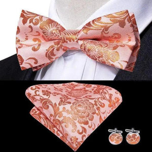 Luxury Butterfly Beige Silk Bow Ties For Men Gentlemens Cufflinks Set Elegant Design Wedding Party Bowties For Tuxedo Excellent Gift For Prom
