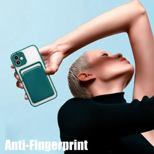 Luxury Card Holder Wallet Case For iPhone 11 Pro Max 12 Mini X XR 7 8 Plus XS Max Hard Solid Color Clear Protection Cover  Soft Silicone Shockproof Back Cover