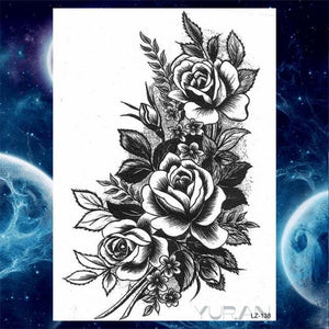 Luxury Colorful Flower Lavender Waterproof Temporary Tattoos Animals Arm Chest Tattoo Stickers Elegant Summer Style For Womens Mens