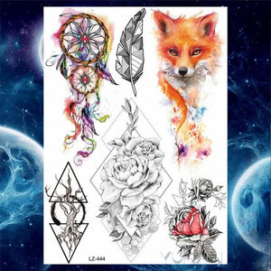 Luxury Colorful Flower Lavender Waterproof Temporary Tattoos Animals Arm Chest Tattoo Stickers Elegant Summer Style For Womens Mens