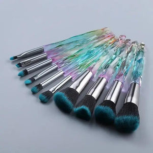Luxury Cosmic Color New Luxury Crystal Makeup Brushes Powder Foundation Eyeshadow Eyebrow Cosmetics for Face Fan Make Up Brush Set