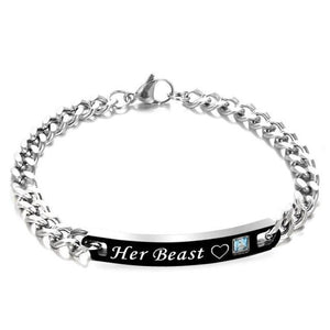 Luxury Couple Titanium Steel Alloy King Queen Bracelet Alloy Pendant Lover Letter Bracelet Attraction Distance Relationship Couples Bracelet For Men Women Bracelets Matching Link Chain Elegant Bracelets