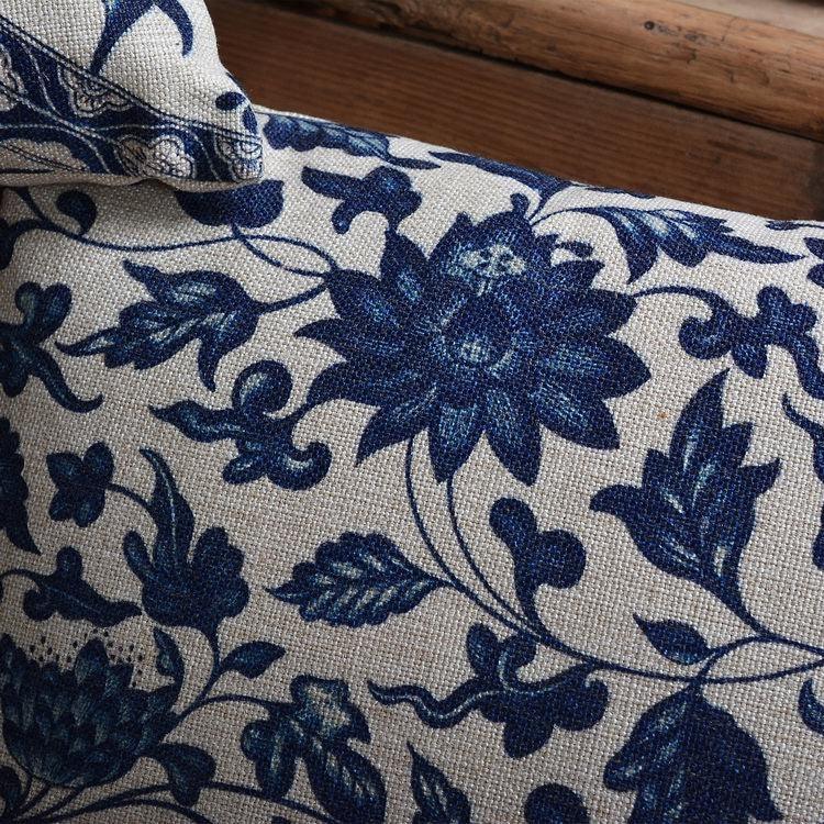 Luxury Decorative Throw Square Linen Pillowcase Blue And White Flower Bedroom Room Sofa Porcelain Printed Cushion Cover Decorative Sofa Throw Pillow Car Chair Home Decor Pillow Case Soft Design