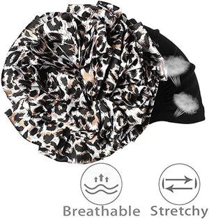 Luxury Elegant Bonnet Lightweight Soft Big Black Flower Elastic Elegant Hijab Caps Turban Africa Lightweight Headtie Head Scarf Soft Wrap Hat For Women