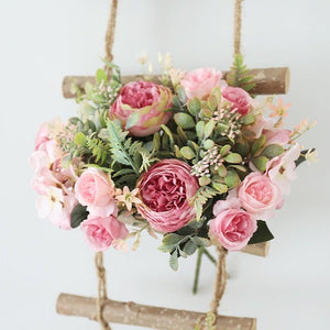 Luxury Fake Flowers Artificial Silk Roses High Quality Big Bouquet For Office Parties Bridal and Wedding Decoration Artificial Rose Flowers Bouquet Silk Flowers Rose for Home Bridal Wedding Party Festival Decor