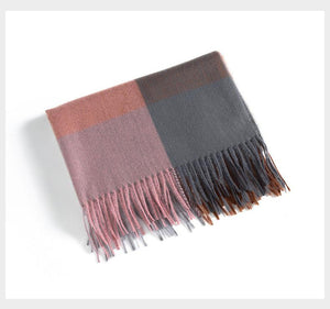 Luxury Fashion Autumn Winter Soft Warm Scarf Plaid Colorful Hijabs Cashmere Scarves Warm Soft Bandana Women's Lightweight Scarves Elegant Echarpe  Escharpe Soft Wool Elegant Tassel For Women