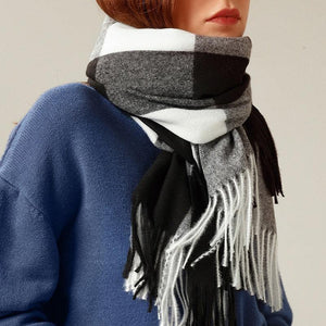 Luxury Fashion Autumn Winter Soft Warm Scarf Plaid Colorful Hijabs Cashmere Scarves Warm Soft Bandana Women's Lightweight Scarves Elegant Echarpe  Escharpe Soft Wool Elegant Tassel For Women
