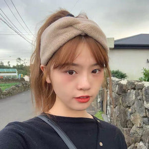 Luxury Fashion Winter Soft Solid Color Elastic Elegant Wide Knitting Cross Lightweight Headband Yoga Turban Bandage Bandanas Hair Bands For Women