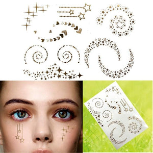 Luxury Flash Metallic Waterproof Temporary Tattoo Gold Silver Flower Tattoo Sticker Long Lasting Gold Design For Womens