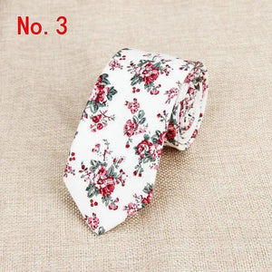 Luxury Flower Handmade Cotton Ties For Men Classic Colorful Printed Floral Designs Necktie For Wedding