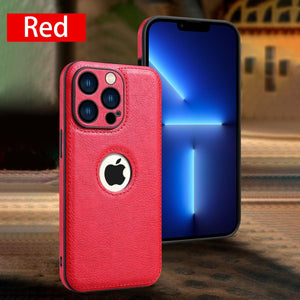 Luxury Leather Case for iPhone 14 13 12 11 Pro MAX XS XR 7 8 Plus Classic Silicone Phone Cover  Leather Case Thin Flexible Soft Grip Luxury PU Leather Cover for Men Durable Anti-Scratch Full Phone Cases