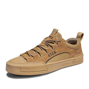 Luxury Leather Men's Sneakers Lace Up Mens Casual Outdoor Canvas Shoes Handmade Fashion Walking Sneakers Comfortable Modern Design Sneakers For Man