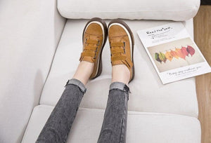 Luxury Leather Womens Sneakers Spring Shoes New Genuine Leather Casual Women Fashion Flat Girl Student Shoes Comfortable Women's Casual Flats Elegant Soft Walking Sneakers