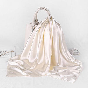 Luxury Long Soft Square Silk Scarves Lightweight Elegant Satin Silk Soft Head Wrap Escharpe Hijab Scarf Muslim Female Silky Shawls Wrap Hair Head Scarves Bandanna For  Women 90*90cm
