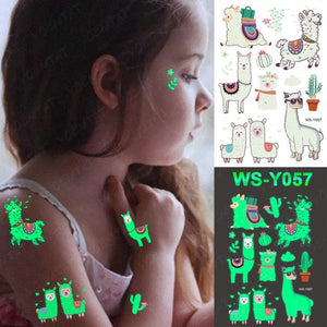Luxury Luminous Tattoo Stickers Unicorn Stars Temporary Waterproof Luminous Fake Tattoos Stickers Dinosaur Butterfly For Children