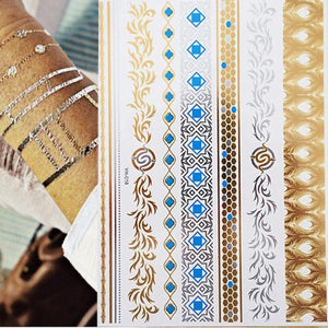 Luxury Metallic Gold Waterproof Temporary Tattoo Feather Elephant Fashion Different Design Tattoos For Womens