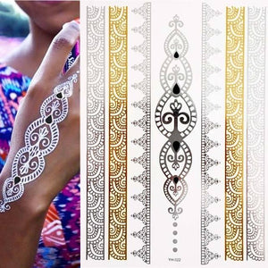 Luxury Metallic Gold Waterproof Temporary Tattoo Feather Elephant Fashion Different Design Tattoos For Womens