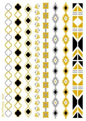 Luxury Metallic Temporary Tattoo Gold Silver Flower Sticker Long Lasting Gold Design For Womens