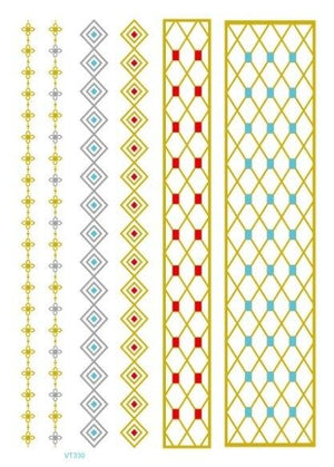 Luxury Metallic Temporary Tattoo Gold Silver Flower Sticker Long Lasting Gold Design For Womens